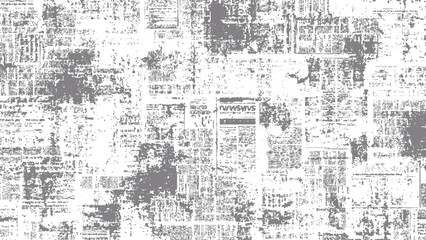 Fototapeta premium Monochrome Vintage Newspaper Collage Texture Background with Distressed Print Detail