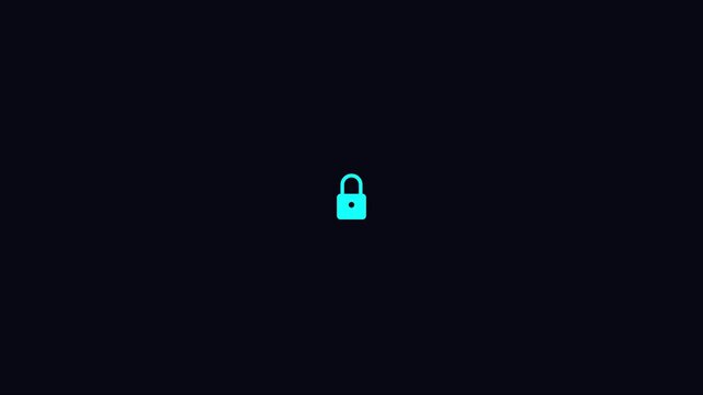 Minimalist digital lock animation with hexagon frame for cybersecurity and data protection concepts 4k