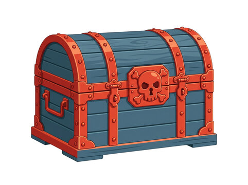 Pirate treasure chest with skull emblem