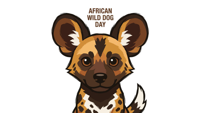 African Wild Dog Illustration for World Wildlife Conservation Awareness