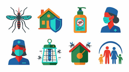 Naklejka premium World mosquito day icons for disease prevention and protection