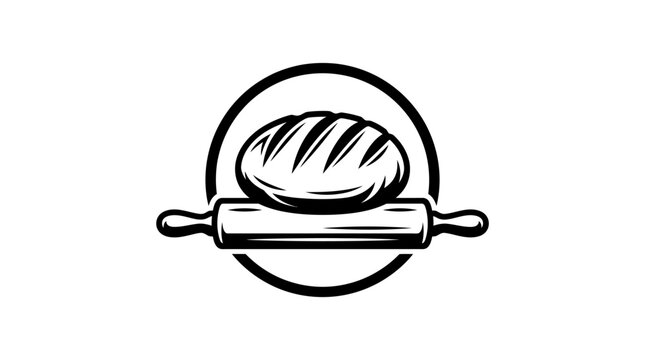 Baking illustration with rolling pin bread.