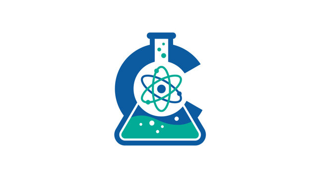 Beaker with Atom Symbol Inside.