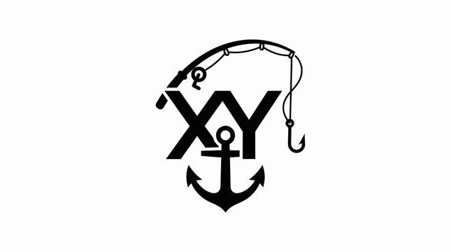 Black anchor fishing logo symbol.