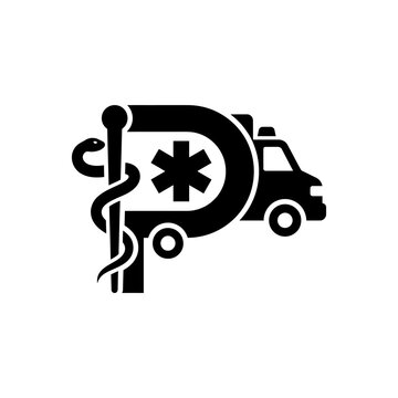 Black ambulance medical symbol logo icon.