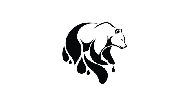 Black and white bear logo design illustration.