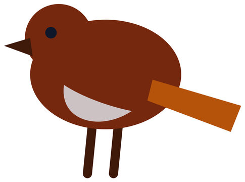 Simplistic cartoon bird icon with transparent background