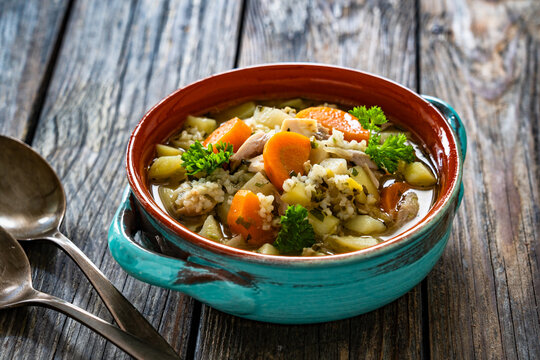 Krupnik - polish barley soup with chicken
