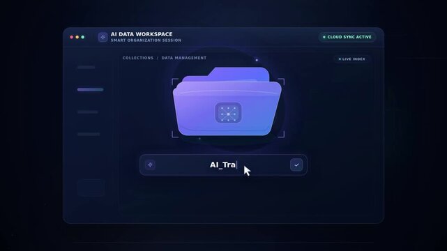 AI data workspace renames and secures a training folder in a cloud interface