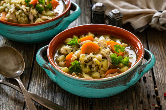 Krupnik - polish barley soup with chicken
