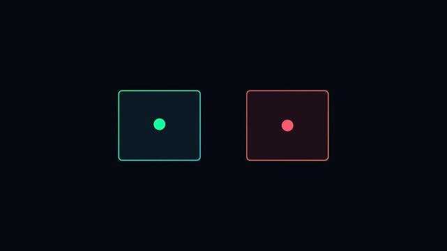 Minimalist green and red square with central dots for ui and digital interface animation 4k