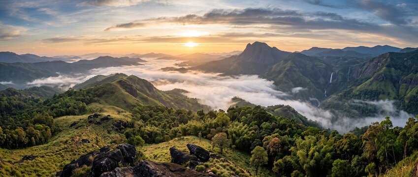 Majestic Attappadi hills with rolling green mountains, tribal countryside and breathtaking Western Ghats landscape in Palakkad Kerala India
