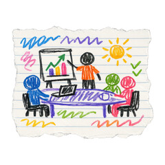 Naklejka premium PNG Colorful hand-drawn business meeting