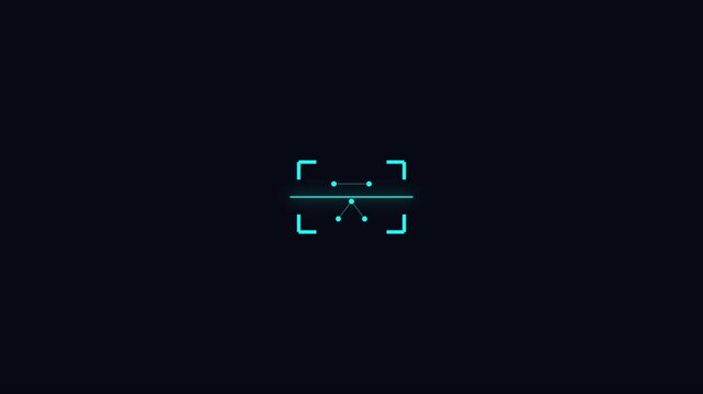 Minimalist hud interface with glowing cyan digital target frame and geometric data lines animation 4k