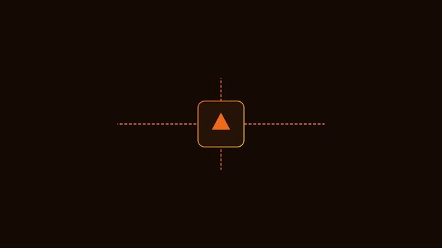 Minimalist hud interface with orange triangle and crosshair targeting animation 4k overlay motion digital
