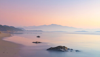 Fototapeta premium Pastel Sunrise Beach Landscape