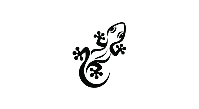 Black and white gecko lizard logo design.