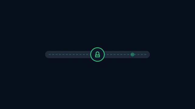 Minimalist loading slider animation with lock for secure data transfer and digital progress interface 4k