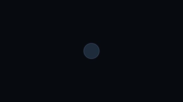 Minimalist loading spinner animation with pulsing blue circle on 4k black background, progress indicator