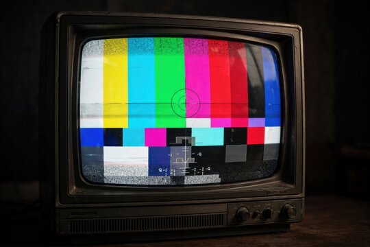 Vintage Television Displaying Color Test Pattern.
