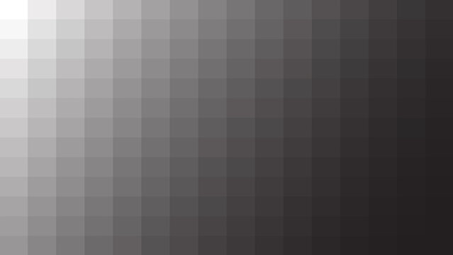 A clean and modern abstract background featuring a pixelated grid pattern, smoothly transitioning through a grayscale gradient from bright white to deep dark gray and black, offering a versatile and m