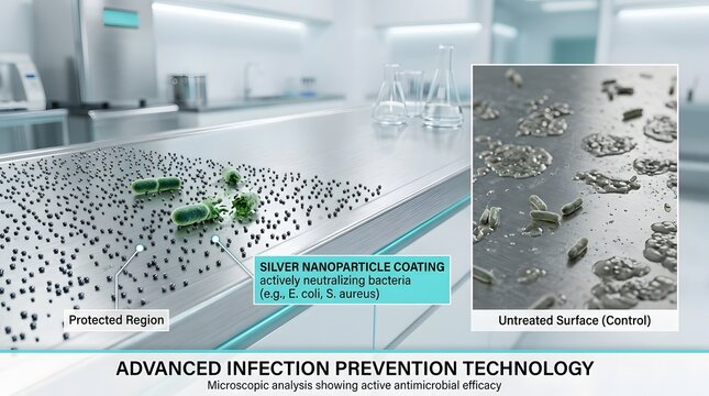 Advanced infection prevention technology silver nanoparticle coating neutralizes bacteria