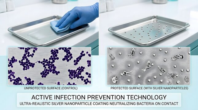Active infection prevention technology silver nanoparticles neutralize bacteria on contact