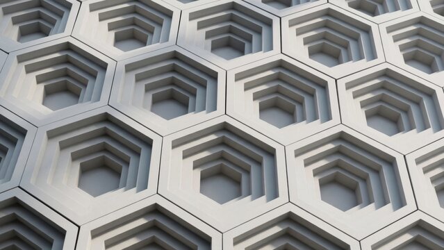 Abstract Hexagonal Geometric Pattern with Depth and Shadow.