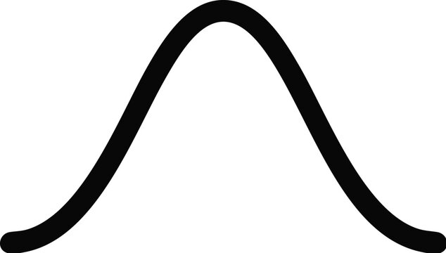 Gaussian distribution curve is shown as a simple continuous black line on a plain background for use in data reporting and statistical presentation design.