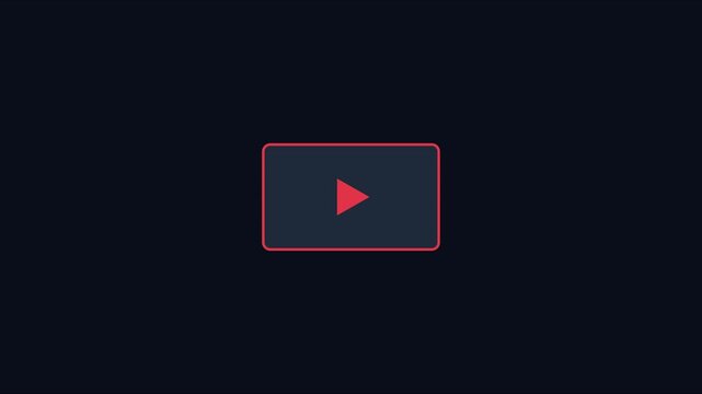 Minimalist play button animation on dark 4k background, for ui ux, and digital media, projects interface