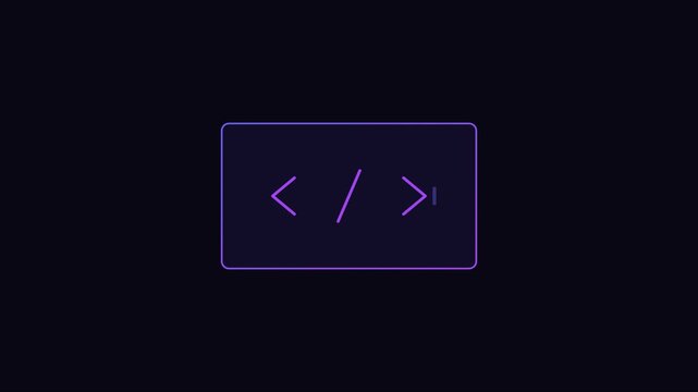 Minimalist programming code symbol animation with blinking cursor for software development and tech concepts 4k