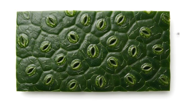 Microscopic view of plant leaf stomata showing cellular structure and gas exchange pores