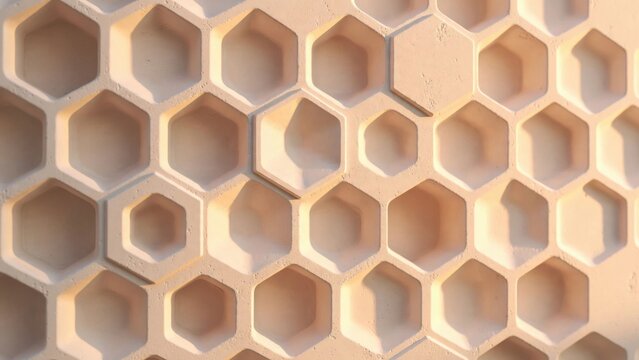 Abstract Hexagonal Pattern Background with Warm Tones and Shadows.