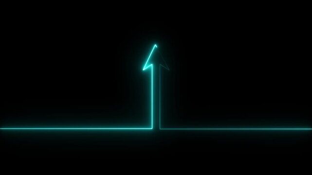 glowing neon business graph growth arrow up arrow. neon arrow business graph icon animation 4k video