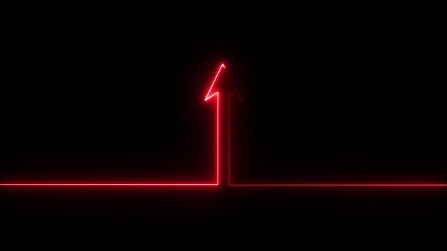 glowing neon business graph growth arrow up arrow. neon arrow business graph icon animation 4k video