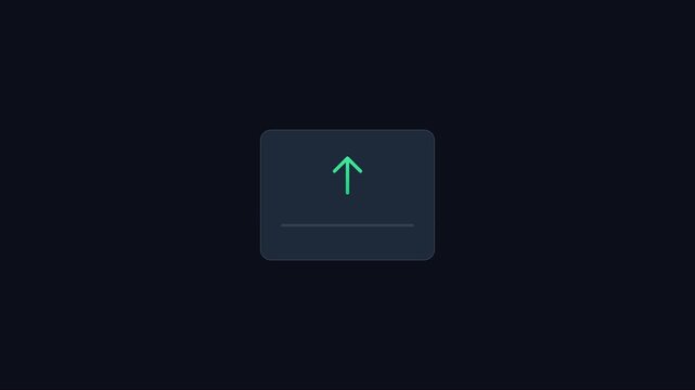 Minimalist upload button animation with green arrow for web interface and digital user experience 4k