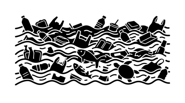 Ocean Pollution: Plastic Waste and Marine Life in Water
