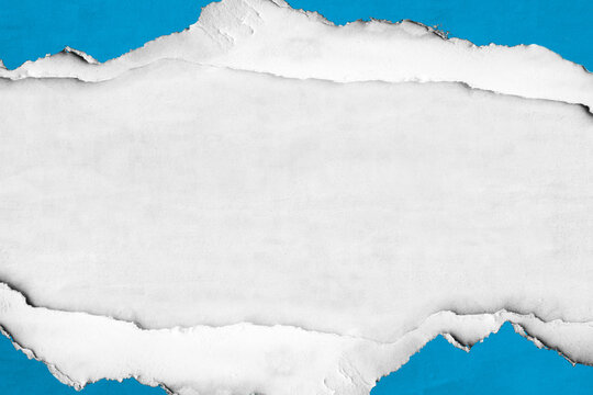 Old colorful ripped torn grunge blue and white fly posters backgrounds creased crumpled paper backdrop surface placard empty space for text	