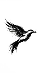Fototapeta premium Minimalist Flying Swallow Ink Watercolor Illustration