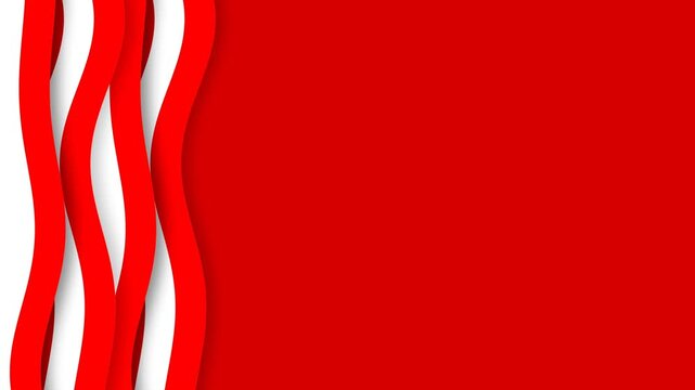 Indonesian Independence Day Red and White Abstract Wavy Flag Background Loop.