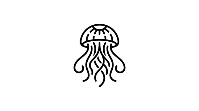 Black line drawing of a jellyfish.