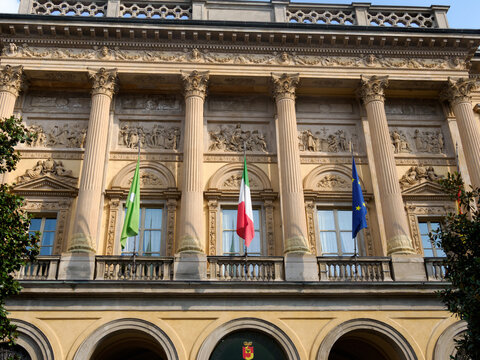 Historic building along via Torquato Tasso in Bergamo, Italy
