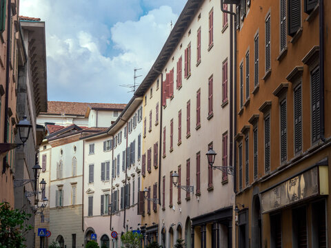 Historic buildings along via Torquato Tasso in Bergamo, Italy