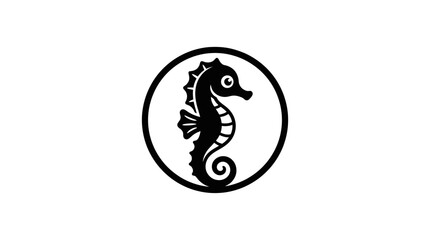 Black Seahorse Silhouette Ocean Animal Icon. © doni