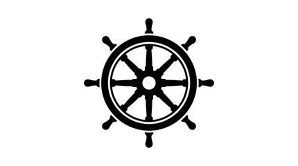 Black ship helm wheel icon symbol. © doni