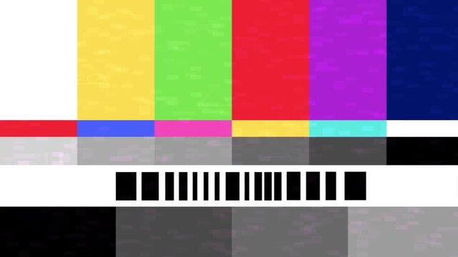 Abstract visual representation of a vintage television screen display,  for precise signal calibration and comprehensive broadcast testing