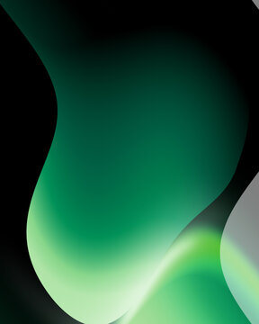 Smooth glowing green organic shapes on dark backdrop with abstract background minimalist wallpaper