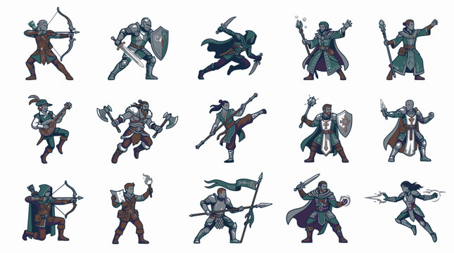 Classic fantasy RPG class character bundle