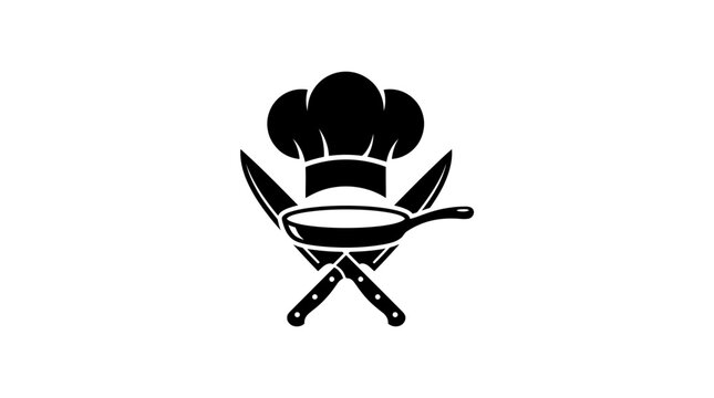 Black and white chef kitchen icon.