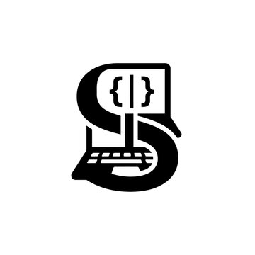 Black and white coding logo design.